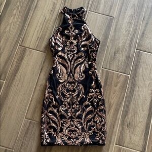 Black and Gold Patterned Dress
